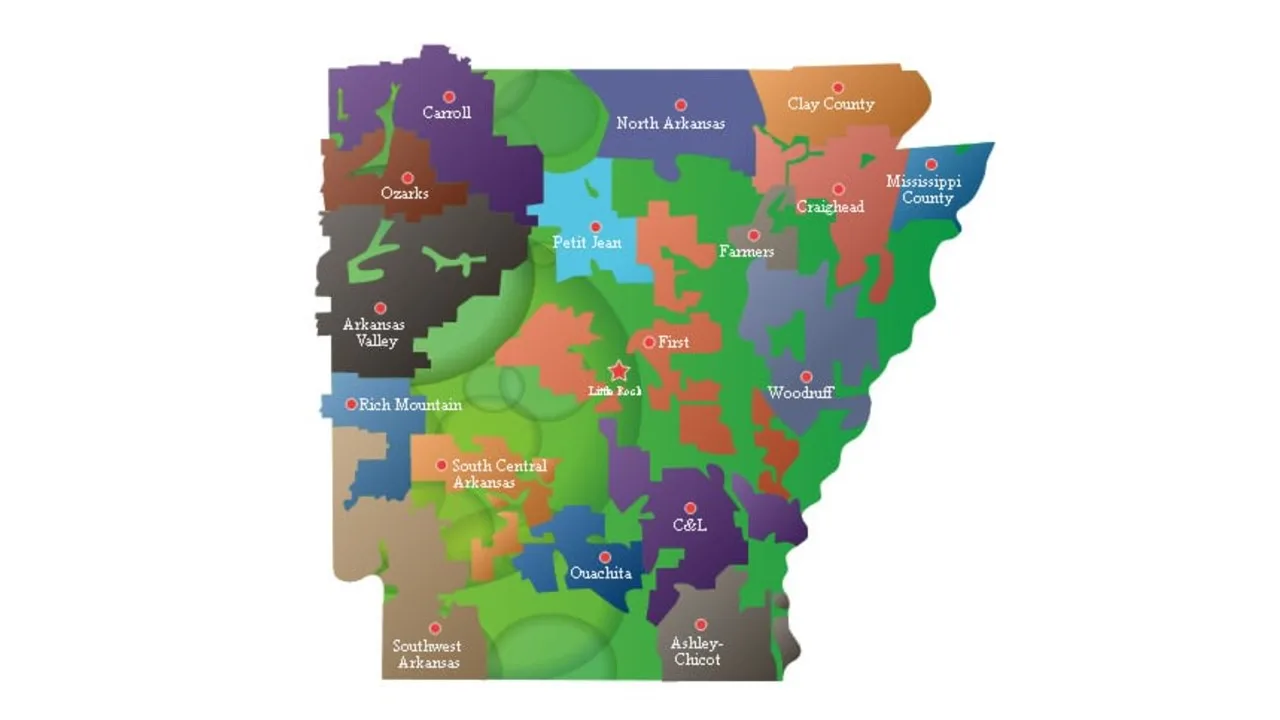 Arkansas utility and public power districts map