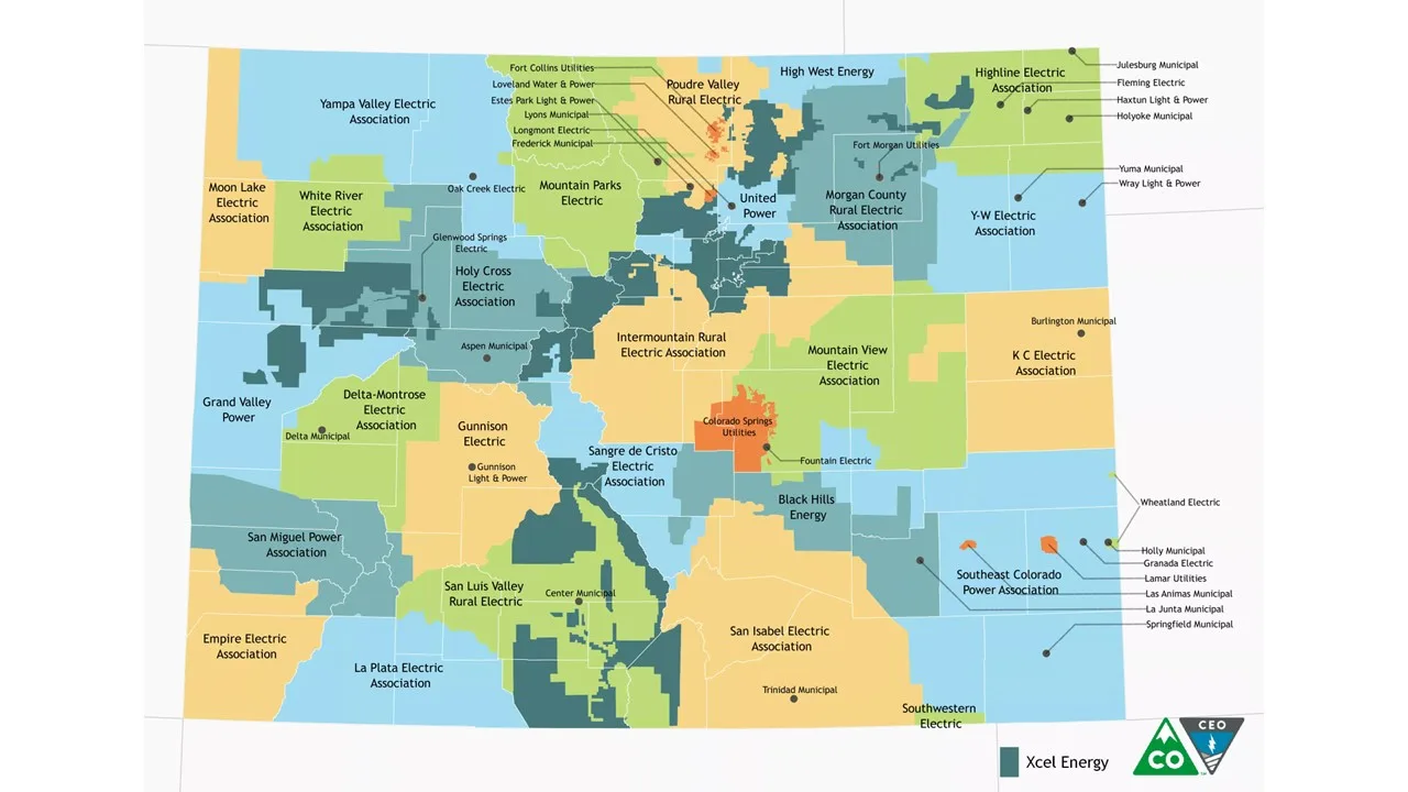 Colorado utility and public power districts map