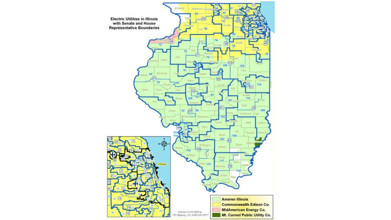 Illinois utility and public power districts map