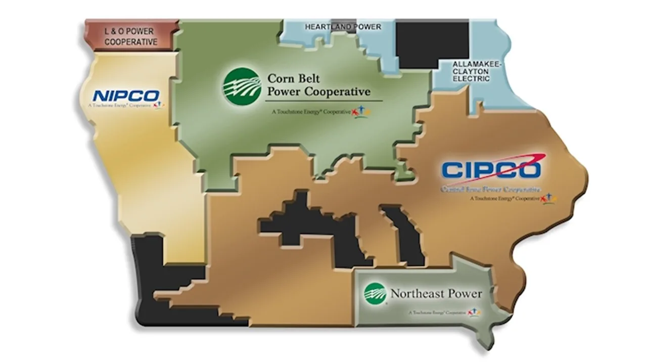 Iowa utility and public power districts map