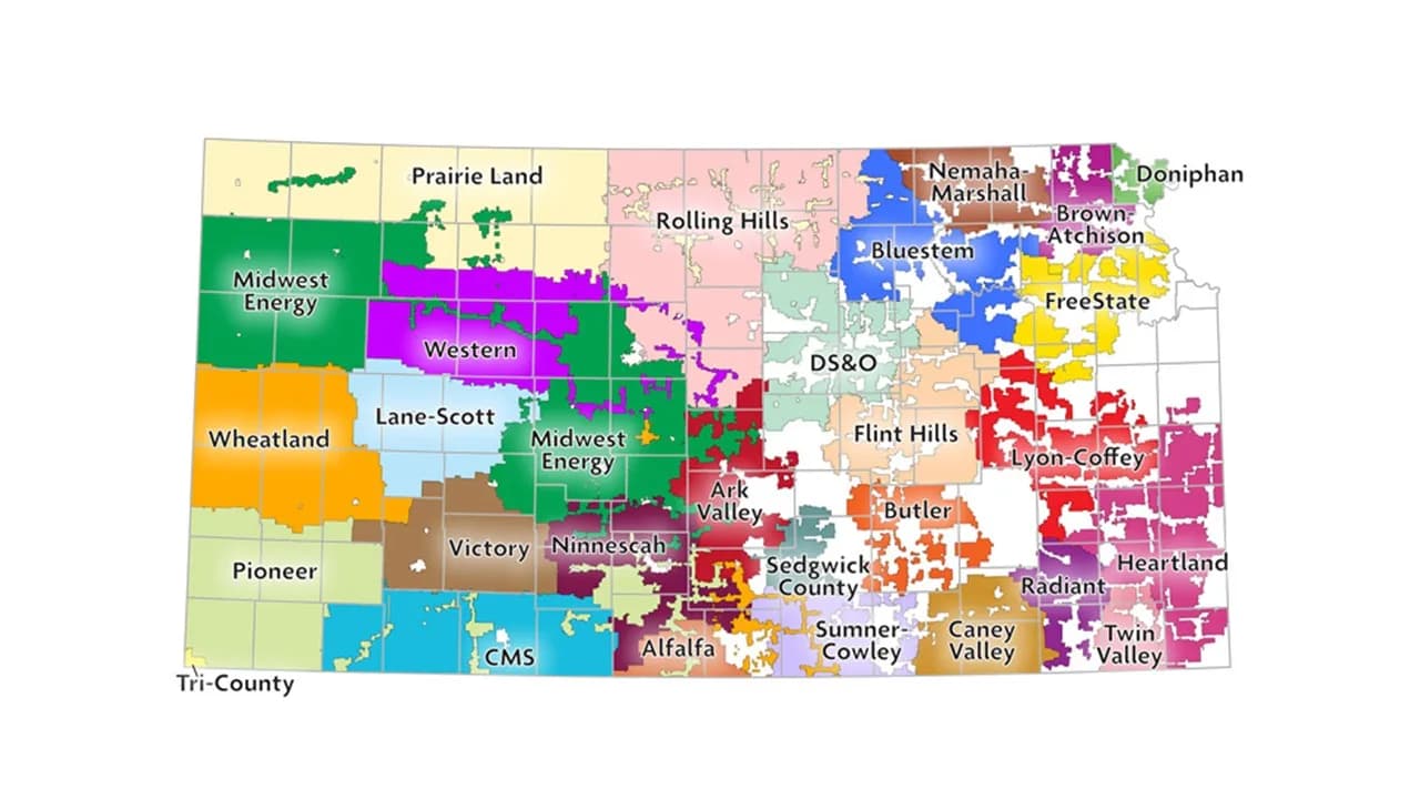 Kansas utility and public power districts map
