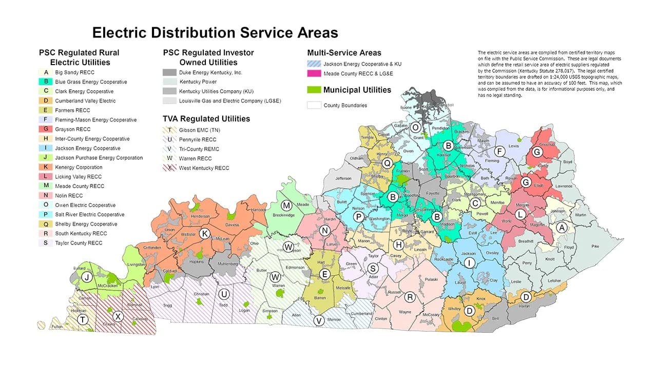 Kentucky utility and public power districts map