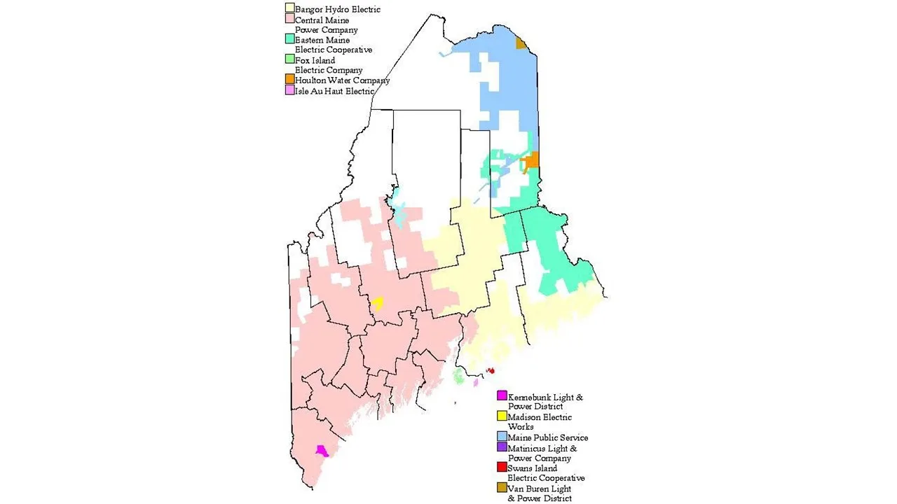 Maine utility and public power districts map