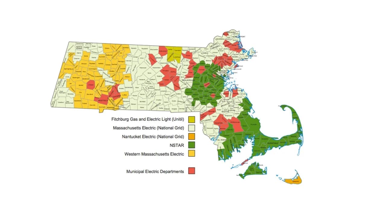 Massachusetts utility and public power districts map