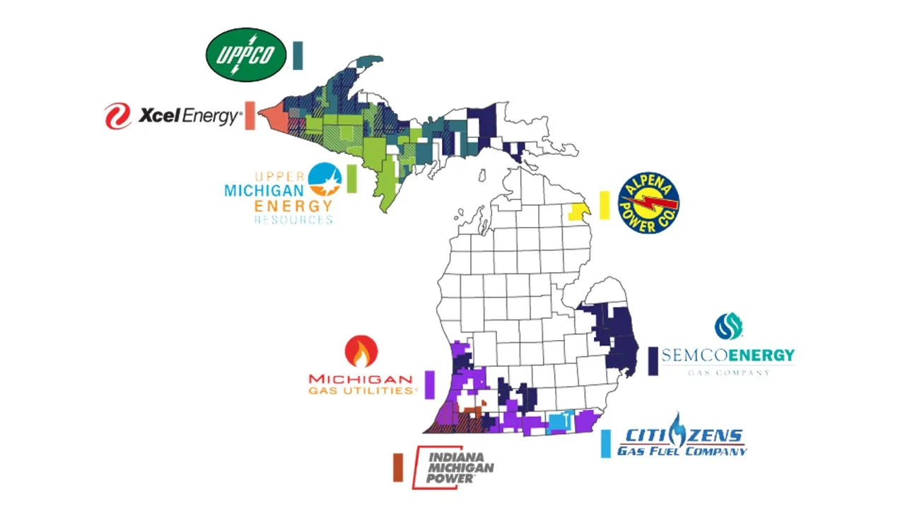 Michigan utility and public power districts map