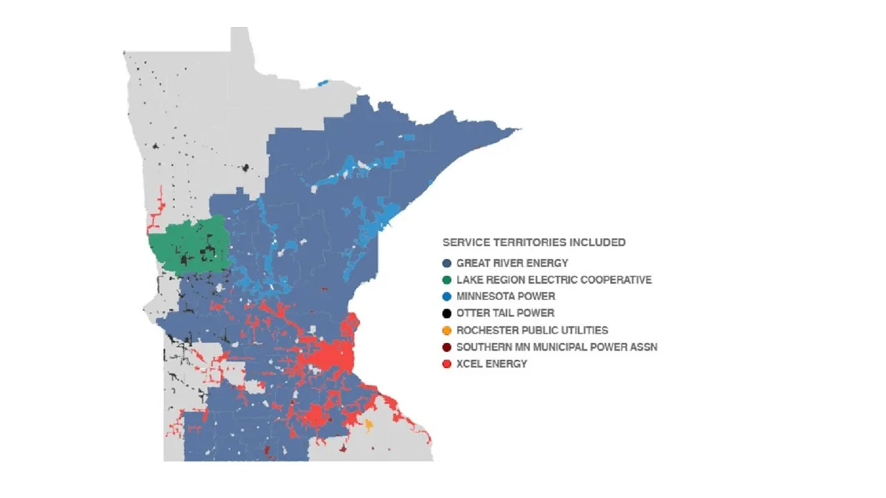Minnesota utility and public power districts map