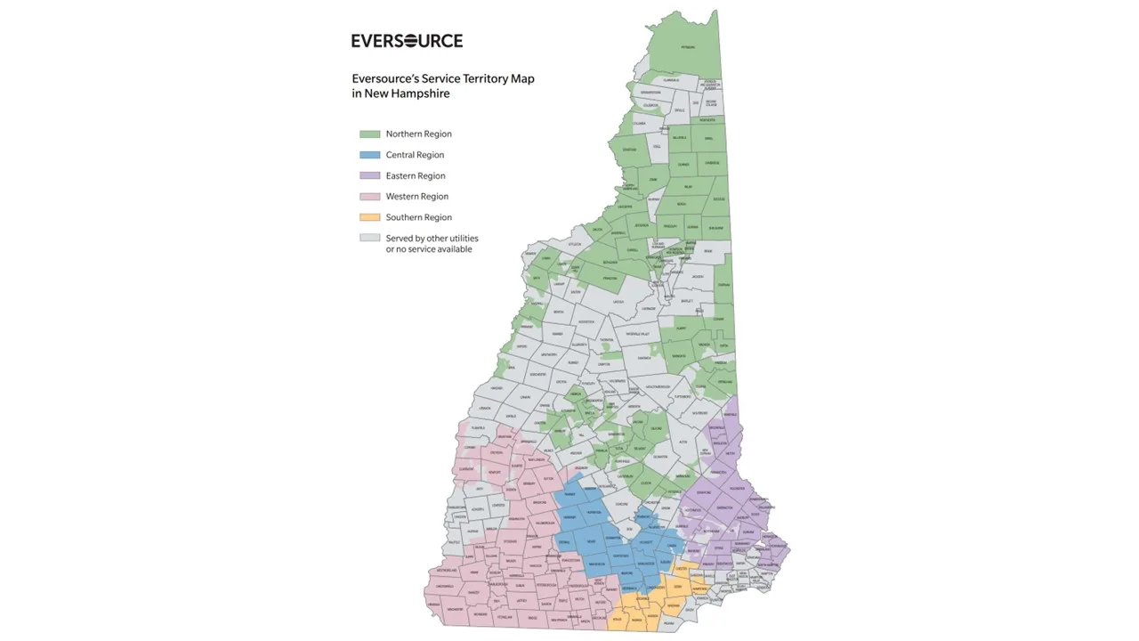 New Hampshire utility and public power districts map