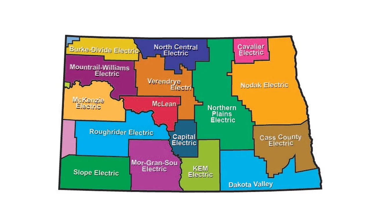 North Dakota utility and public power districts map
