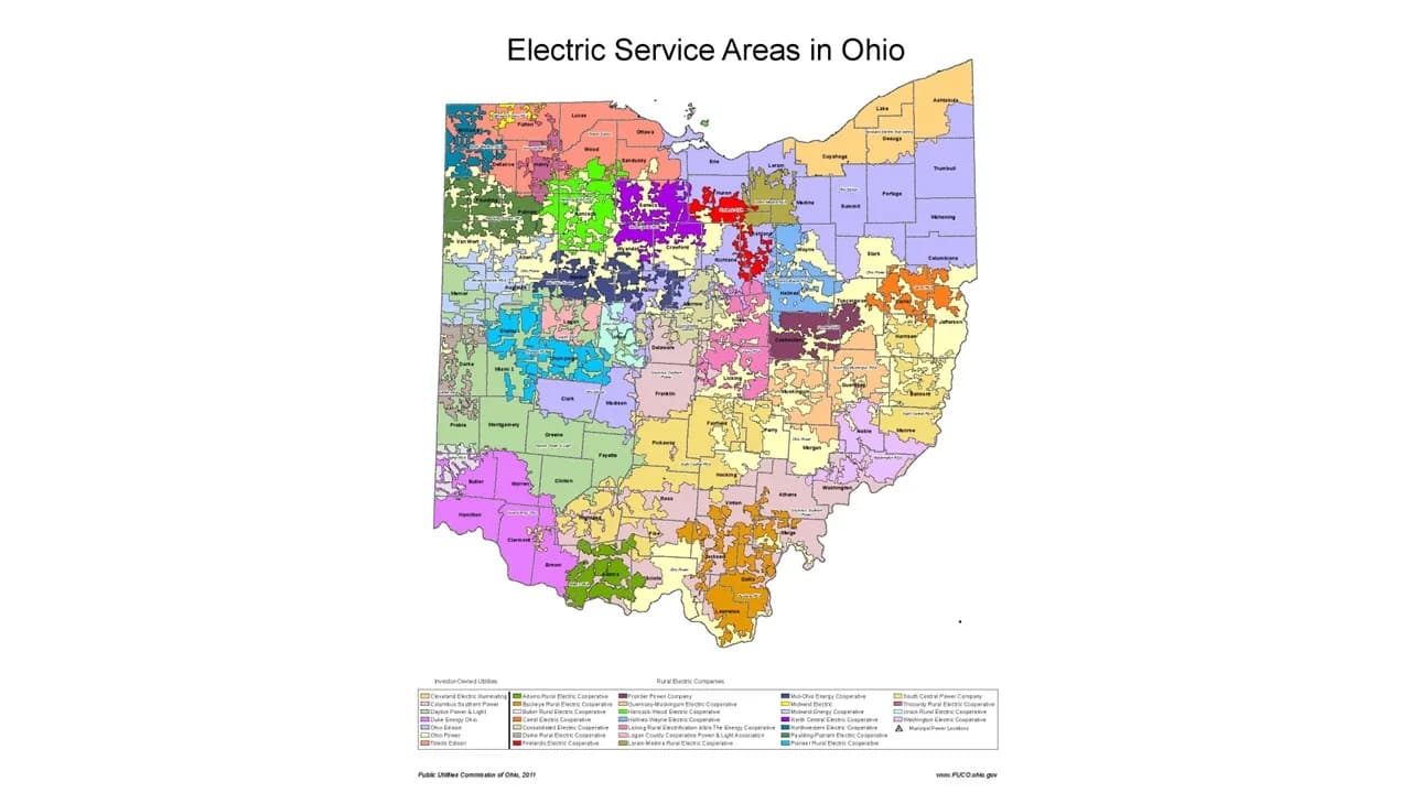 Ohio utility and public power districts map