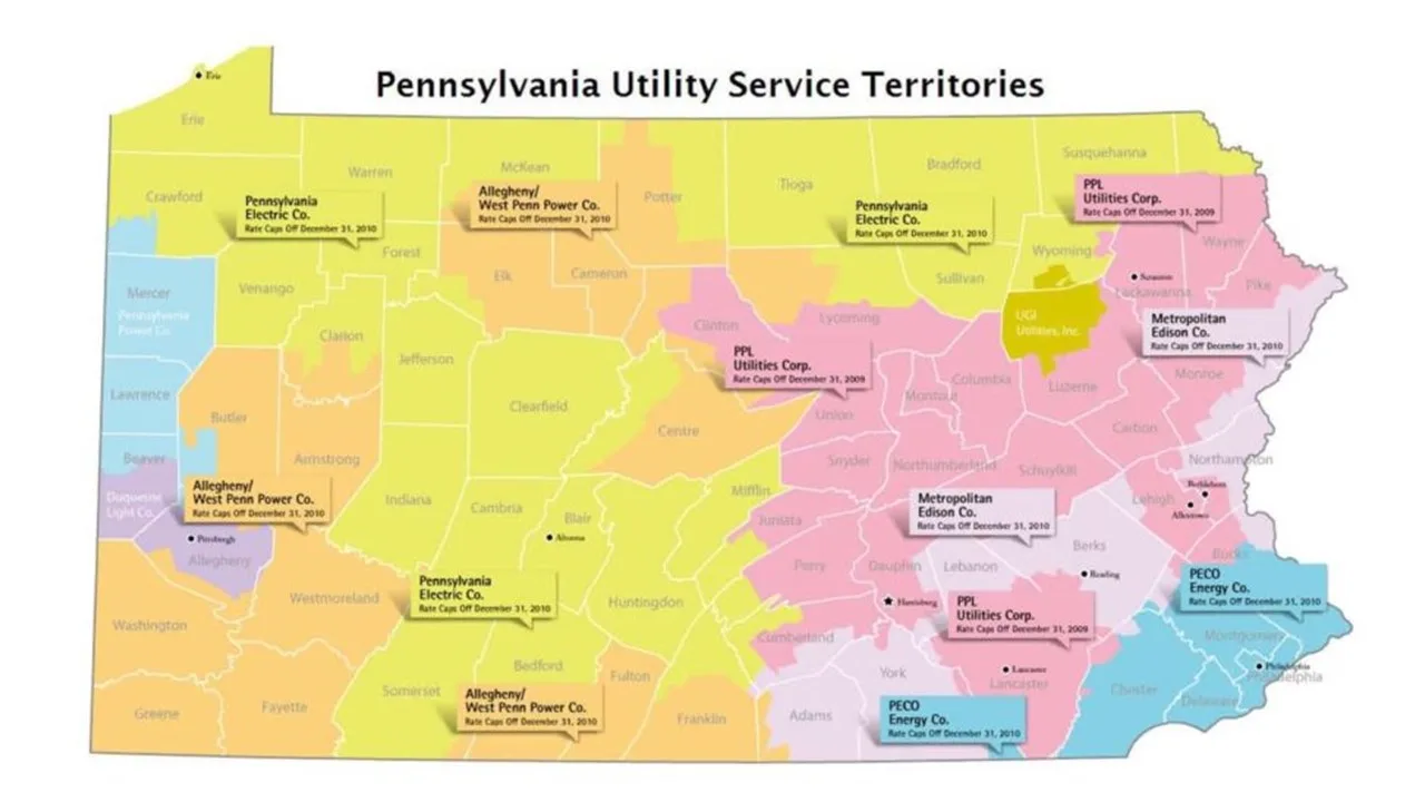 Pennsylvania utility and public power districts map
