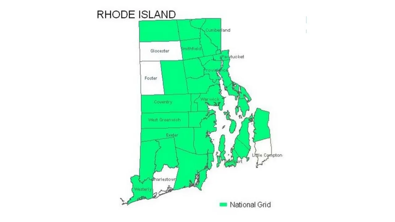 Rhode Island utility and public power districts map