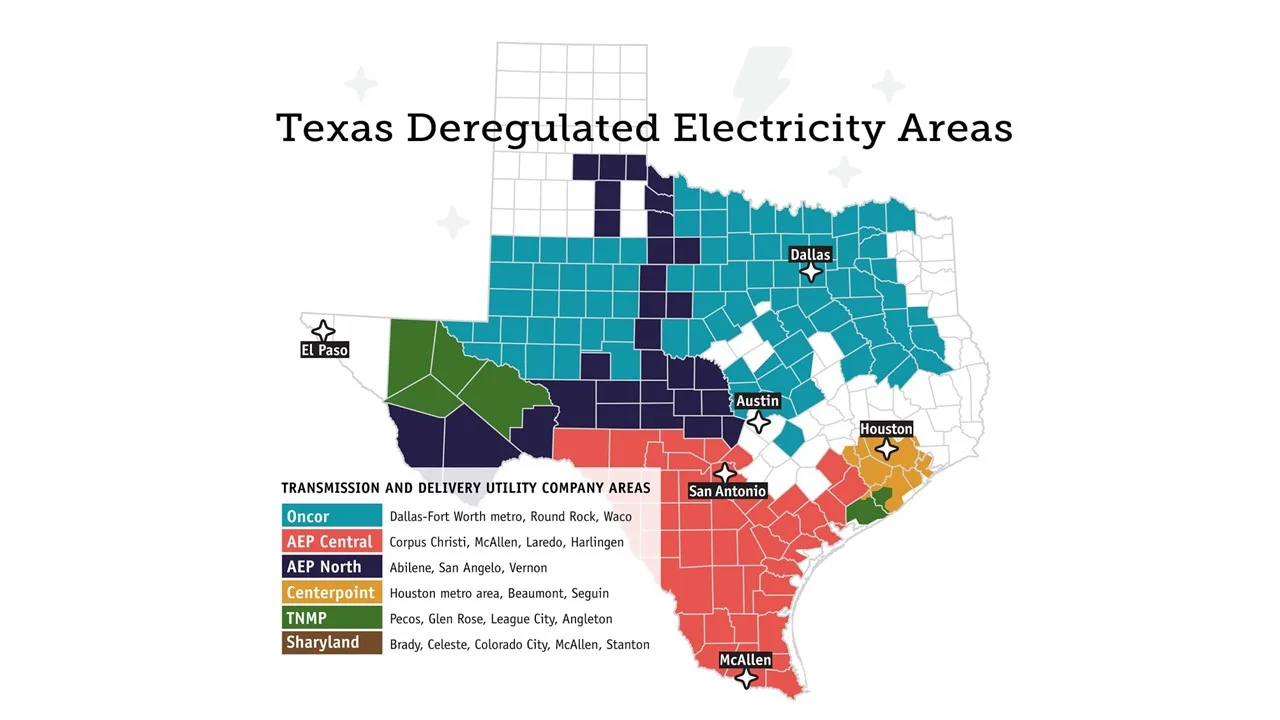 Texas utility and public power districts map