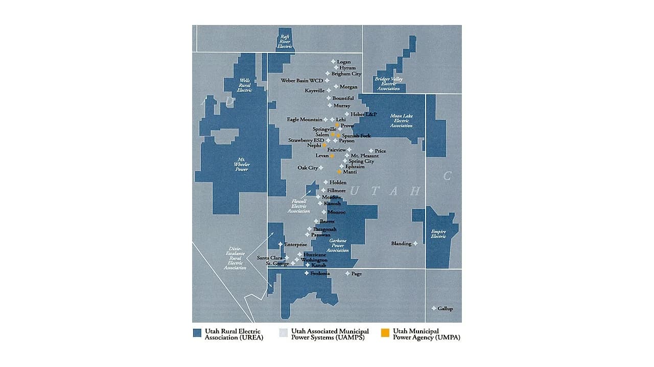 Utah utility and public power districts map