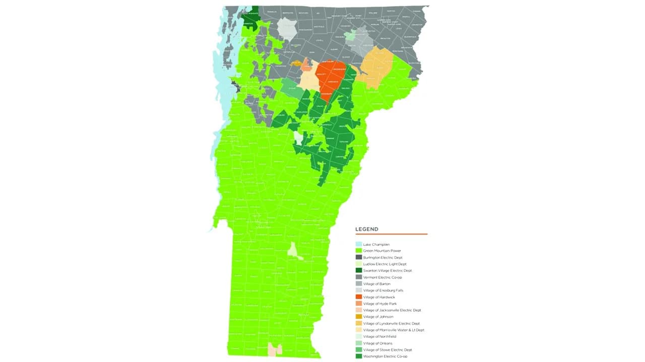 Vermont utility and public power districts map