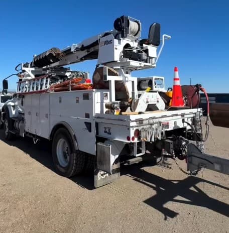 Bucket truck set up on site