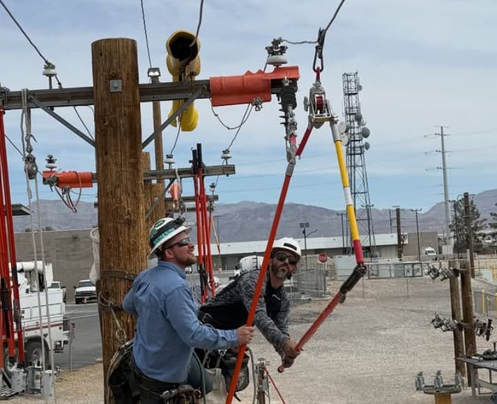 Hot stick work on a rural line
