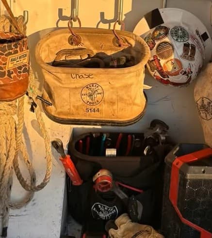 Lineworker's tools laid out