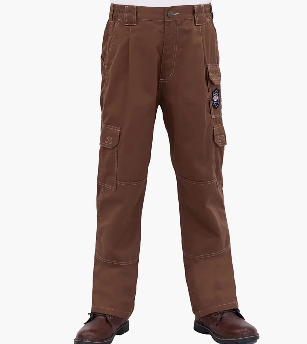 BOCOMAL BOCOMAL FR Pants for Men Double Front Flame Resistant Cargo Midweight Multi-Pockets Elastic Waist Work Pants